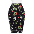 Grace Karin Occident Sexy Women Hips Wrapped Short Vintage Vestido retro Cotton Cherry Printed Skirt CL008928-4